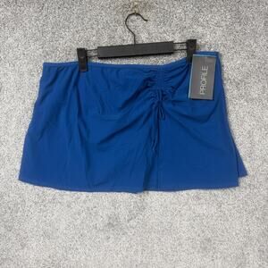 Profile Swim Skirt Womens 16 Blue Ruched Drawstring Modest Swimwear Beach Preppy